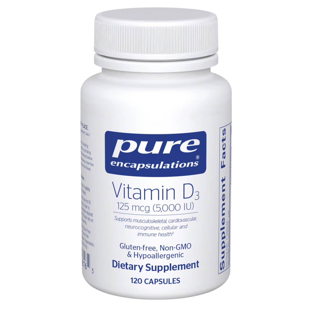 Pure Encapsulations Vitamin D3 5,000 IU (125 mcg) – High-Potency Vitamin D3, 120 Capsules