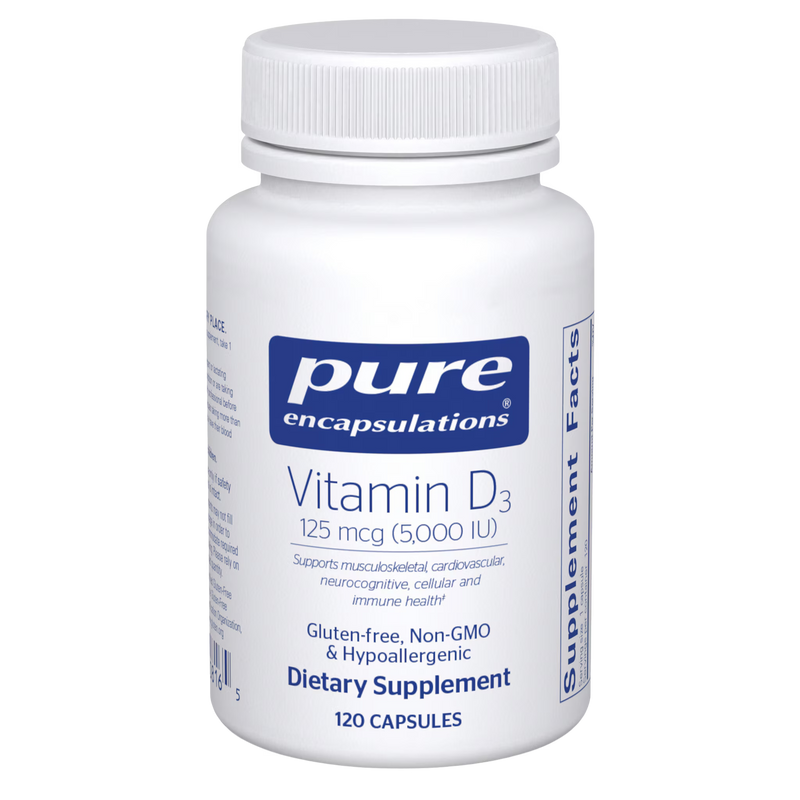 Pure Encapsulations Vitamin D3 5,000 IU (125 mcg) – High-Potency Vitamin D3, 120 Capsules