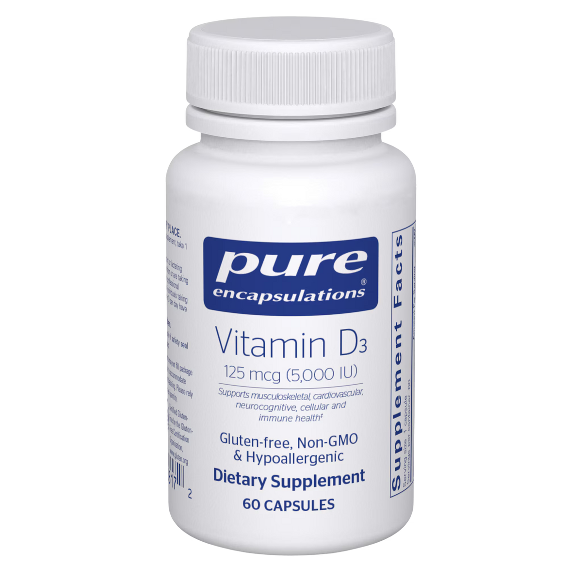 Pure Encapsulations Vitamin D3 5,000 IU (125 mcg) – High-Potency Vitamin D3, 60 Capsules