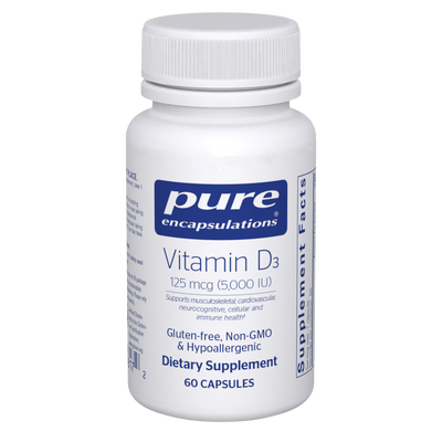 Pure Encapsulations Vitamin D3 5,000 IU (125 mcg) – High-Potency Vitamin D3, 60 Capsules
