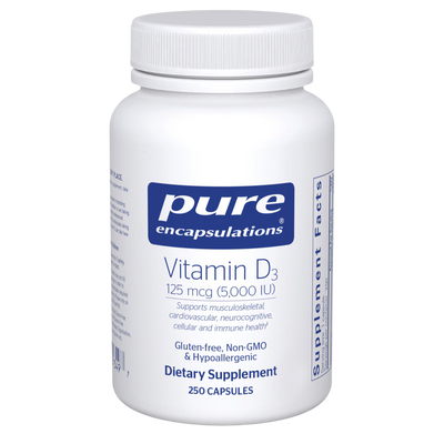 Pure Encapsulations Vitamin D3 5,000 IU (125 mcg) – High-Potency Vitamin D3, 250 Capsules