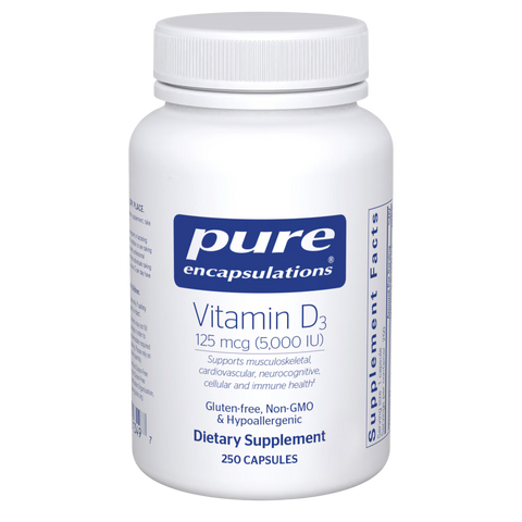 Pure Encapsulations Vitamin D3 5,000 IU (125 mcg) – High-Potency Vitamin D3, 250 Capsules