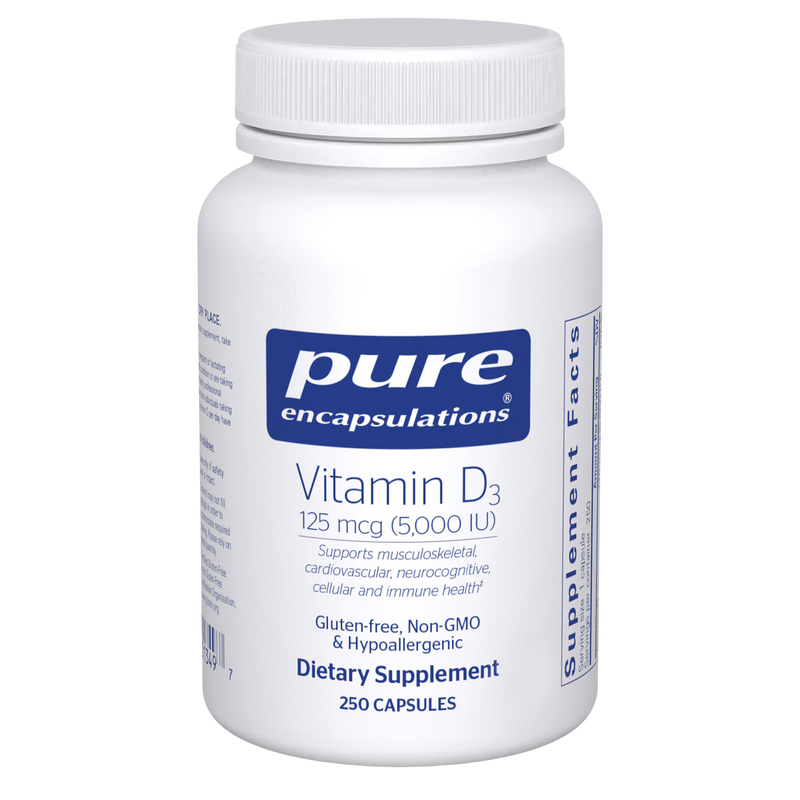 Pure Encapsulations Vitamin D3 5,000 IU (125 mcg) – High-Potency Vitamin D3, 250 Capsules
